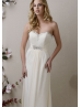 Strapless Sweetheart Neckline Ivory Chiffon Beaded Prom Dress